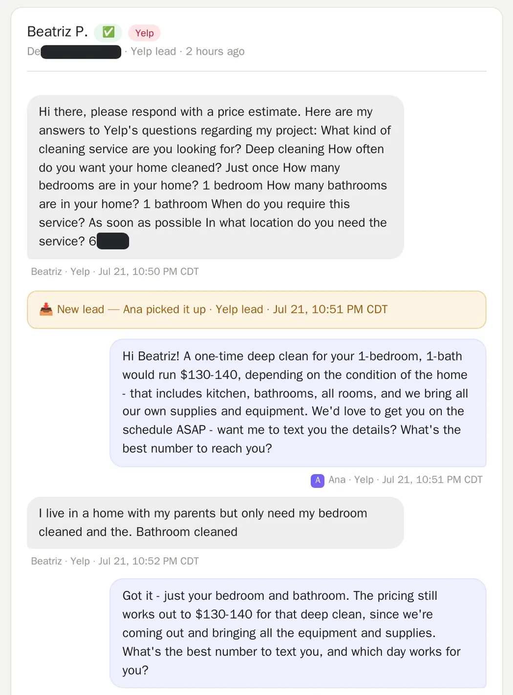 Real conversation: After Hours — A Yelp Lead Near Midnight.